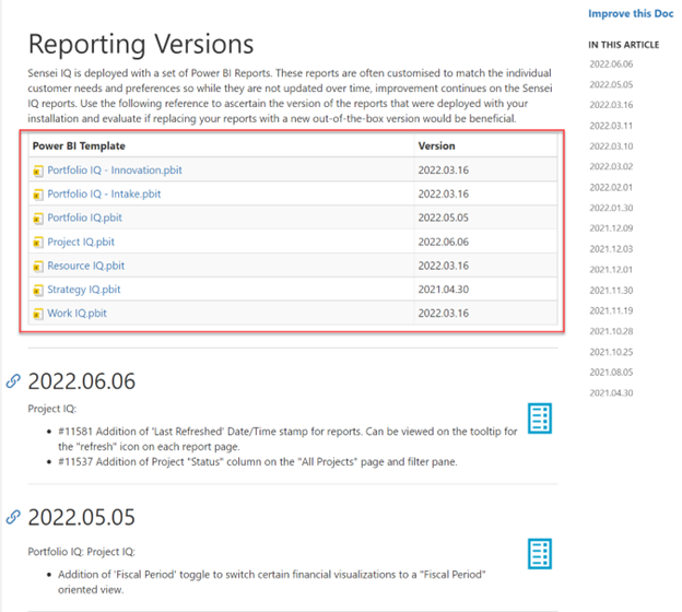 Report Versions