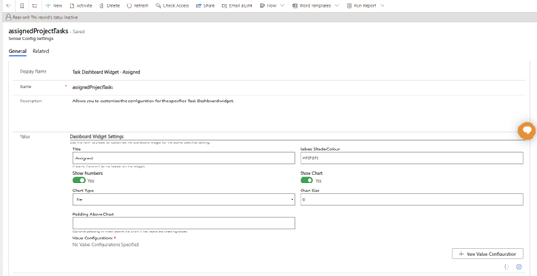 Assigned Project Setting Screen