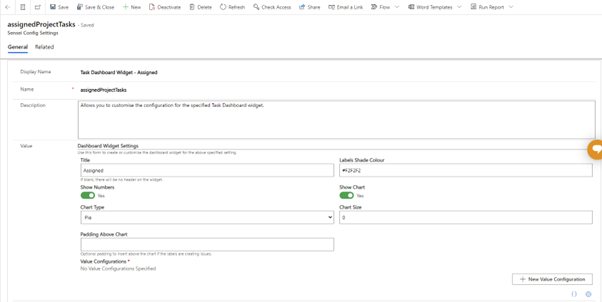 WidgetDashboard configation setting main screen