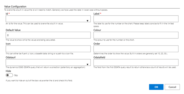 WidgetDashboard configuration settings screen