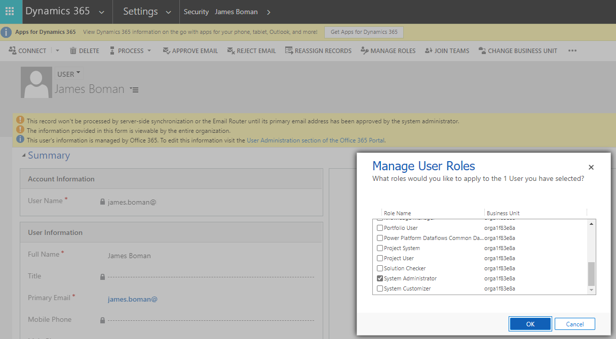 Manage User Roles